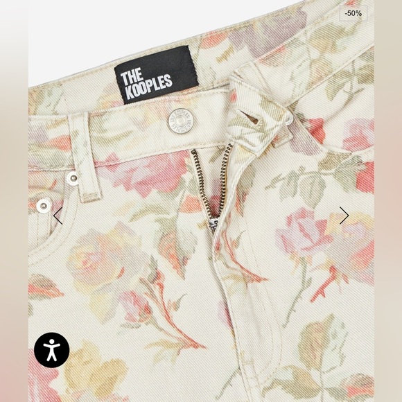 THE KOOPLES PRINTED BOYFRIEND JEANS Color is Ecru Size 42 FR/ 10 US NWT - Picture 4 of 15